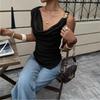 Damen Rollkragen Metallverzierungen Ärmellos Unregelmäßig Lässig Sommer Bluse Tanktop