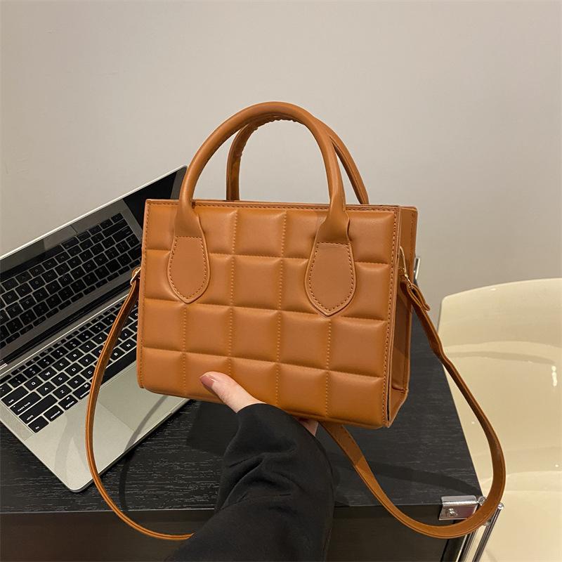 New Fashion Faux Leather Square Shoulder Bag for Women Korean Style Handbag Crossbody Purse