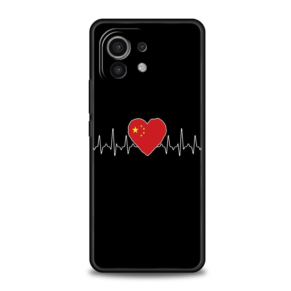 Vlajka srdečního tepu Čína Láska Pro Xiaomi Poco X4 X3 NFC F3 F4 M3 M4 Mi Note 12T 10 12 11 Ultra 11T Pro 10T Lite 9T 11i 5G Pouzdro na telefon