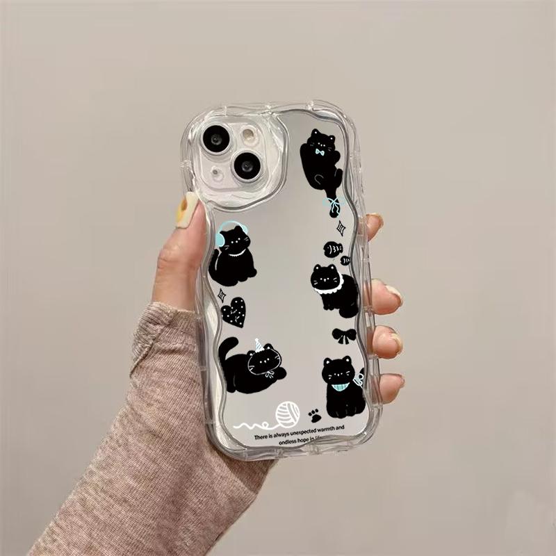 Make Up Mirror Phone Case for Xiaomi Redmi Note 14 13 12 11 Pro Plus 4G 5G 12S 11S 10S 10 9 9S 8 10C 10A Casing Cat Soft Cute
