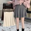 Skater Skirt Solid Color High Waist Women A-Line Skirt Large Hem Design Autumn Winter Mini Skirt Daily Wear