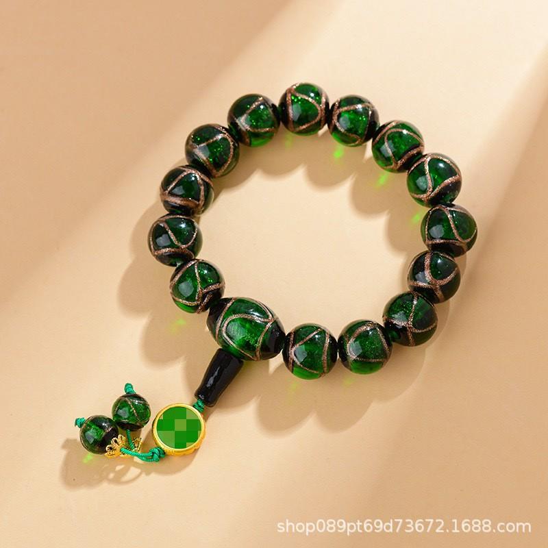 Handmade Beaded Bracelet With Pixiu Charm Lucky Amulet Women Men Vintage Style 20 Beads