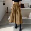 Women Casual Solid Color Loose Long Skirts