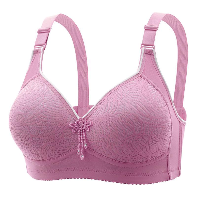 Plus Size Lace Wireless Push-Up Bra: Breathable, Comfortable Support for Mid-Aged Women