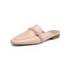 Fashion 2025 Summer Women Shoes Genuine Leather Square Toe Women Sandals Solid Modern Sandals for Women Low-heel Women's Mules Shoes