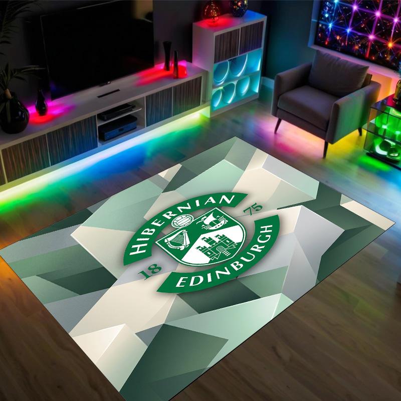 Hibernian FC Design Crystal Velvet Carpet Cozy Non?Slip Printed Rug For Bedroom Living Room Entrance