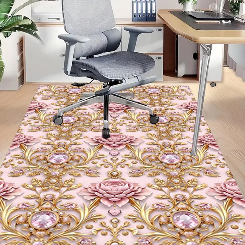 1PC Floral Ornament Diamonds Extra Large Non Slip Floor carpet, Office, family, bedroom Large Area Rug Indoor Rugs, Vibrant Colors