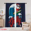 2pcs,2D Plane Printing Curtains&Window Treatment Surfing Santa & Reindeer Versatile Polyester Fabric (without Rod) Decorations