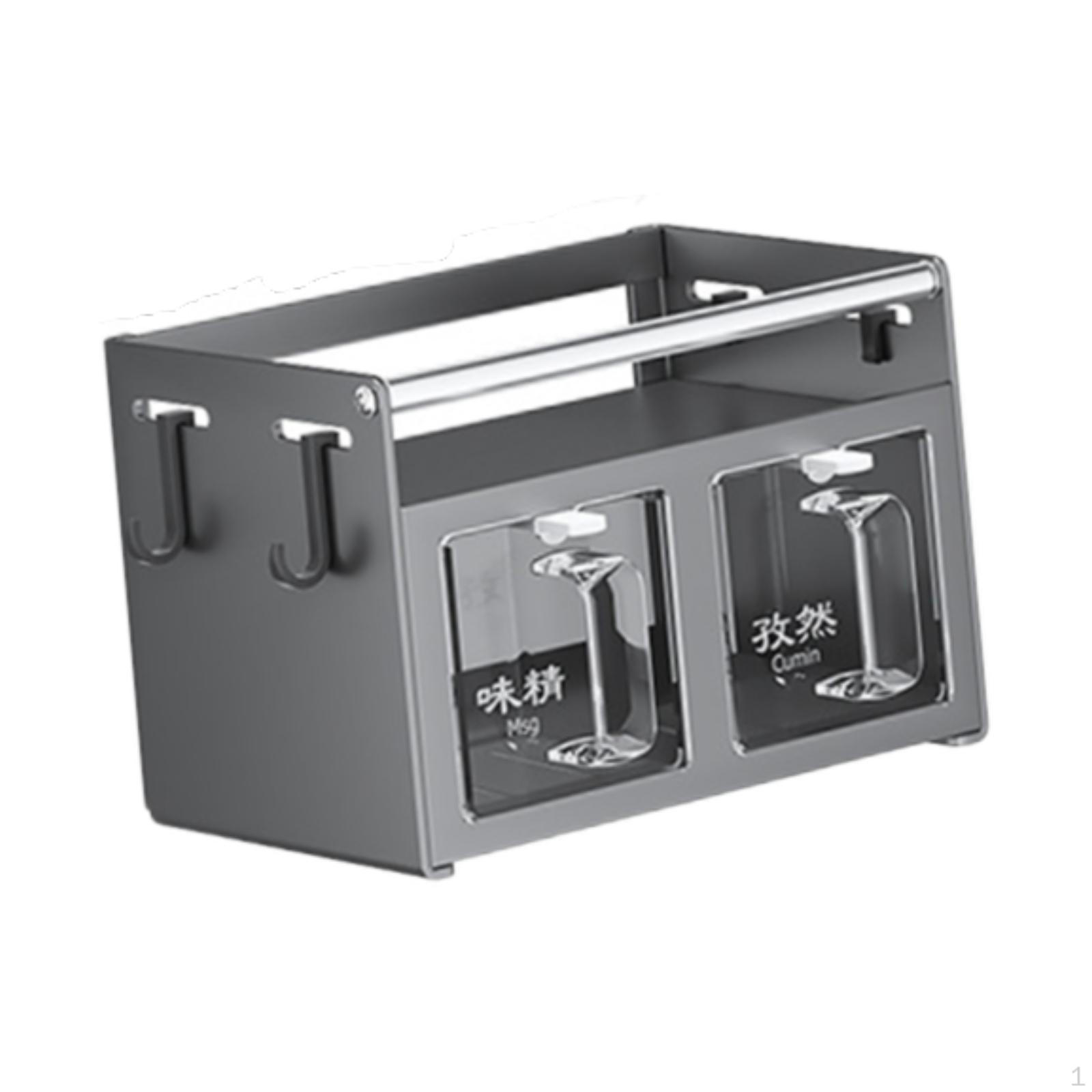 

Ящик для приправ, органайзер, настенные банки для приправ, прозрачный комбинированный набор с ложками для шкафа