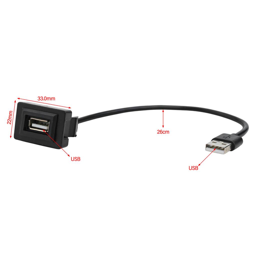 Car Dashboard Flush Mount USB 2.0 For Toyota Short Dash For Hilux For Prado For Landcruiser Panel Extension Cable Adapter