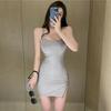 Side Split Zipper Suspender Skirt Children's French Age Reduction Sexy Careful Self-cultivation and Thin Hip-wrapped Pure Desire Dress