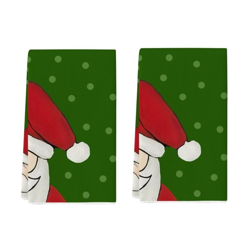 Absorbent Christmas Kitchen Towels With Festival Pattern Reusable Microfiber Cleaning Cloth