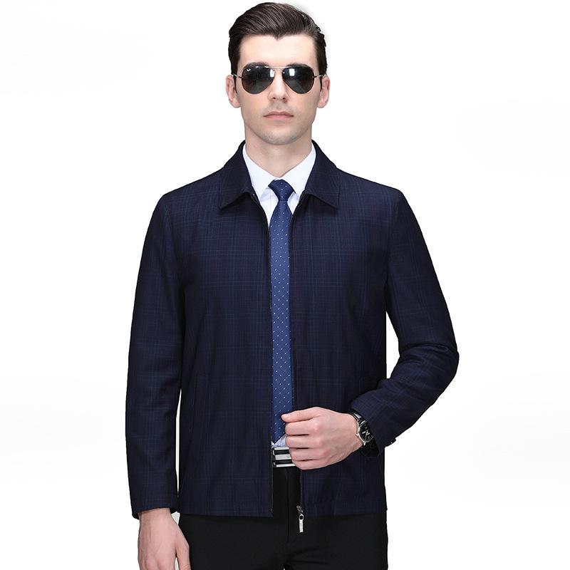 

Весна и осень Новые мужские куртки для мужчин среднего и пожилого возраста Шерстяная куртка с лацканами для папы Куртка 195