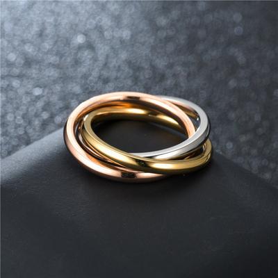 Klassischer Dreifachring Ineinandergreifende Ringe Hochzeits Schmuck Zubehör Drei in Einem Sets Edelstahlringe für Damen