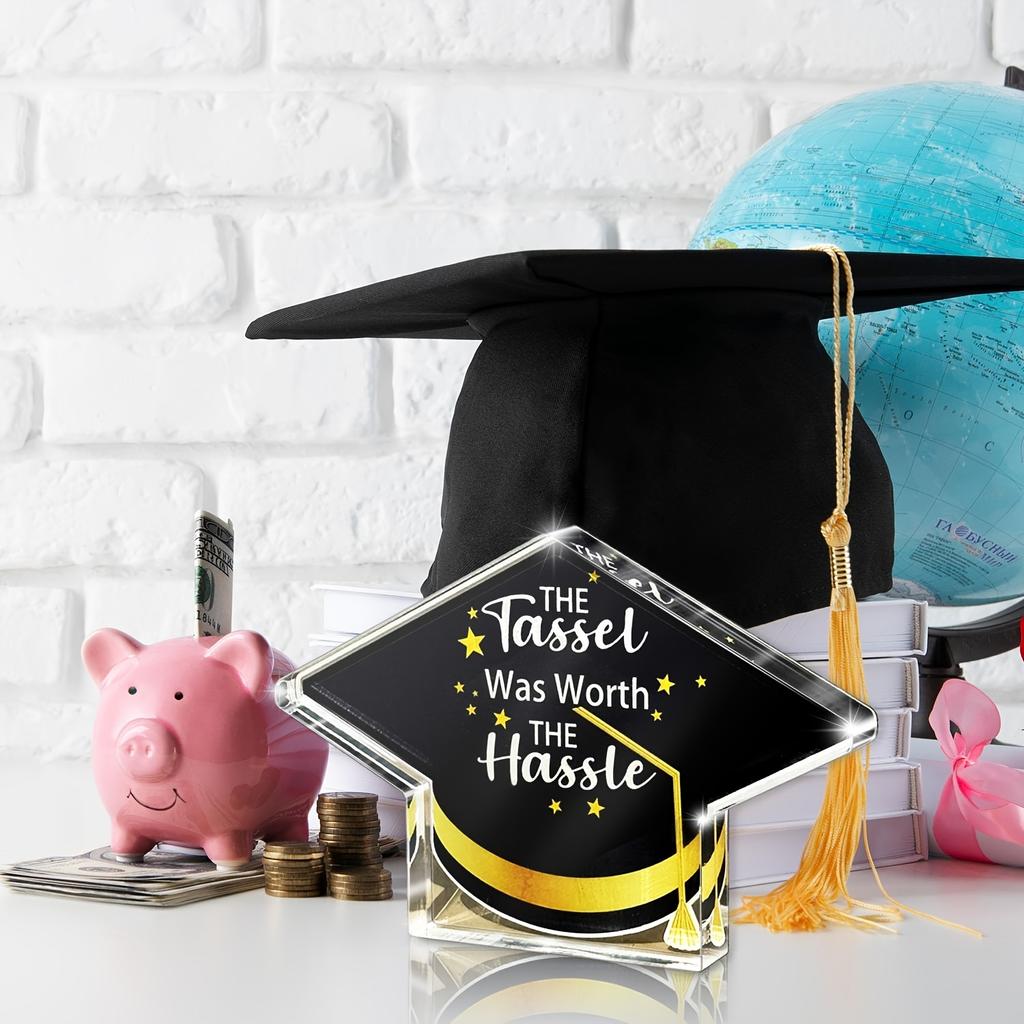 2D Flat Acrylic Graduation Cap Decoration, Indoor and Outdoor Decoration - No Battery/electricity Required, Free Day Decoration, Shop Decoration, Dura