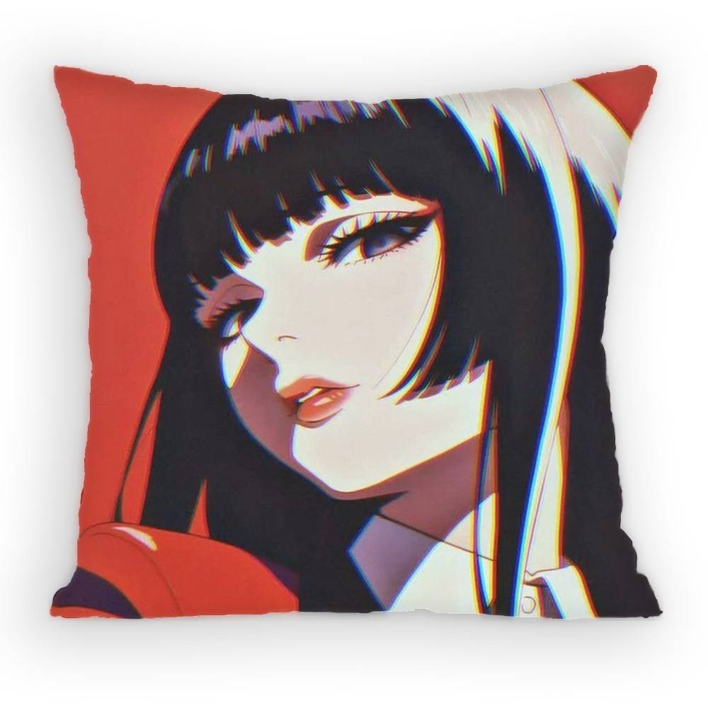 Anime KKakegurui Pillow Case Antidustmite Pillowcase Invisible zipper silky short plush Sofa cushion cover