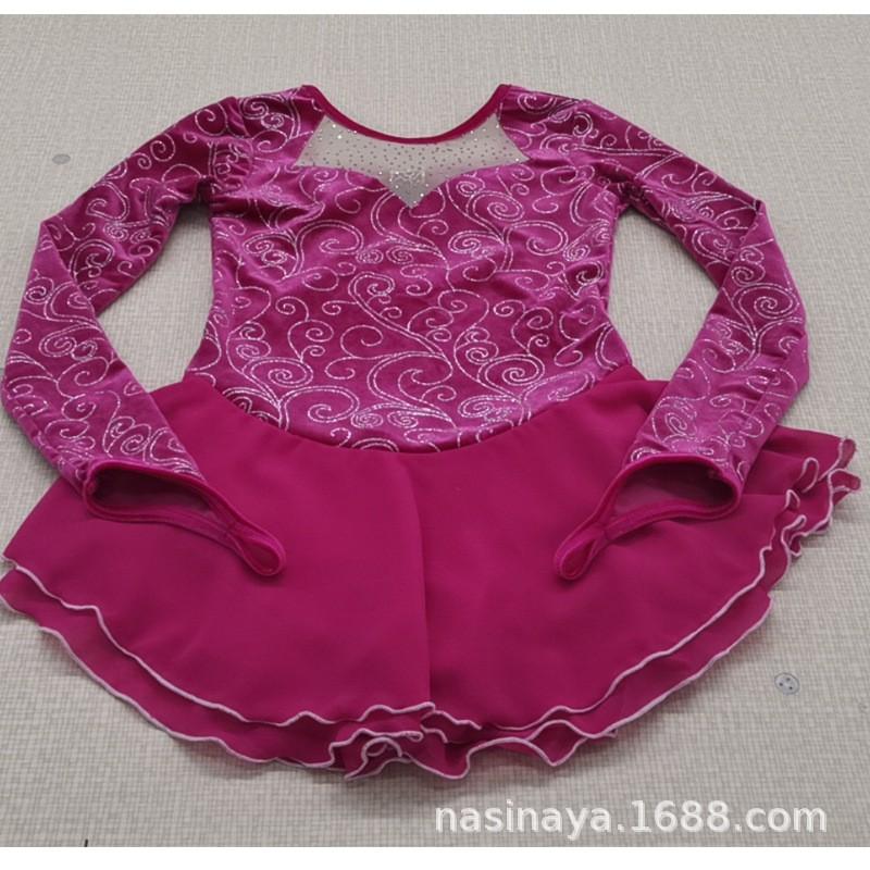 Figure Skating Dress Girls Women Performance Costume Purple Sequin Embellished Competition Skirt