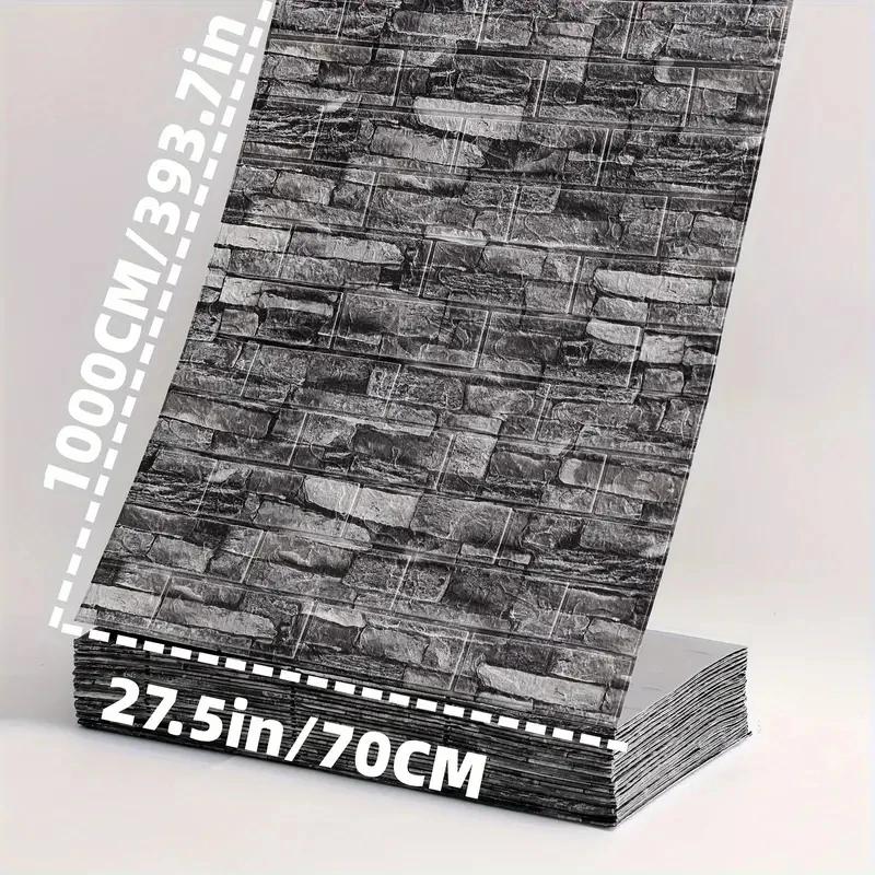 70cm*10m 3D Self-adhesive Foam Tile Wall Stickers for Indoor Wall Decor Living Room Kitchen and Bedroom Bathroom Home Decoration