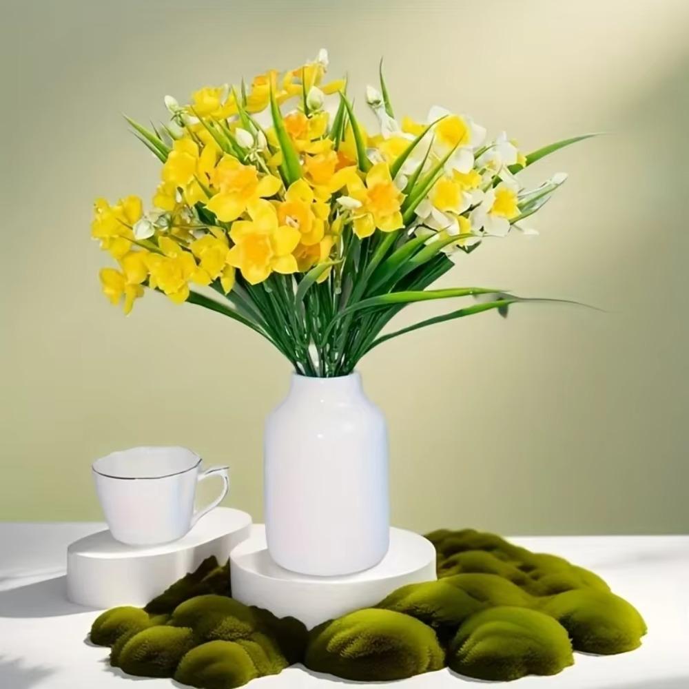 10 Heads Artificial Daffodils DIY Floral Realistic Flowers  Photography Props