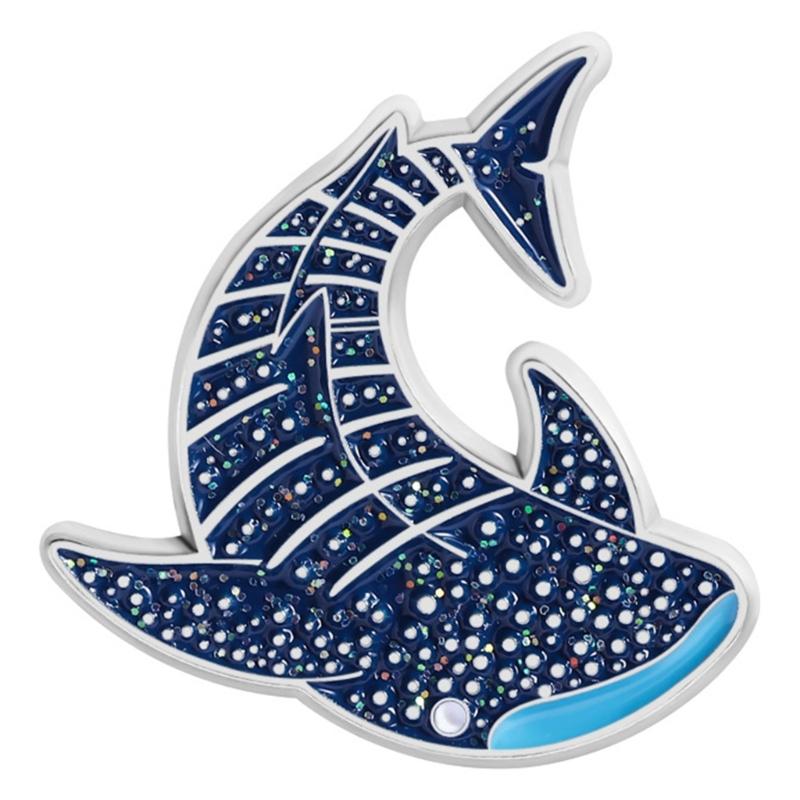 Cartoon Marine Animal Enamel Pins Glittering Dolphin Manta Ray Shark Brooch Alloy Lapel Jewelry Gift Accessories
