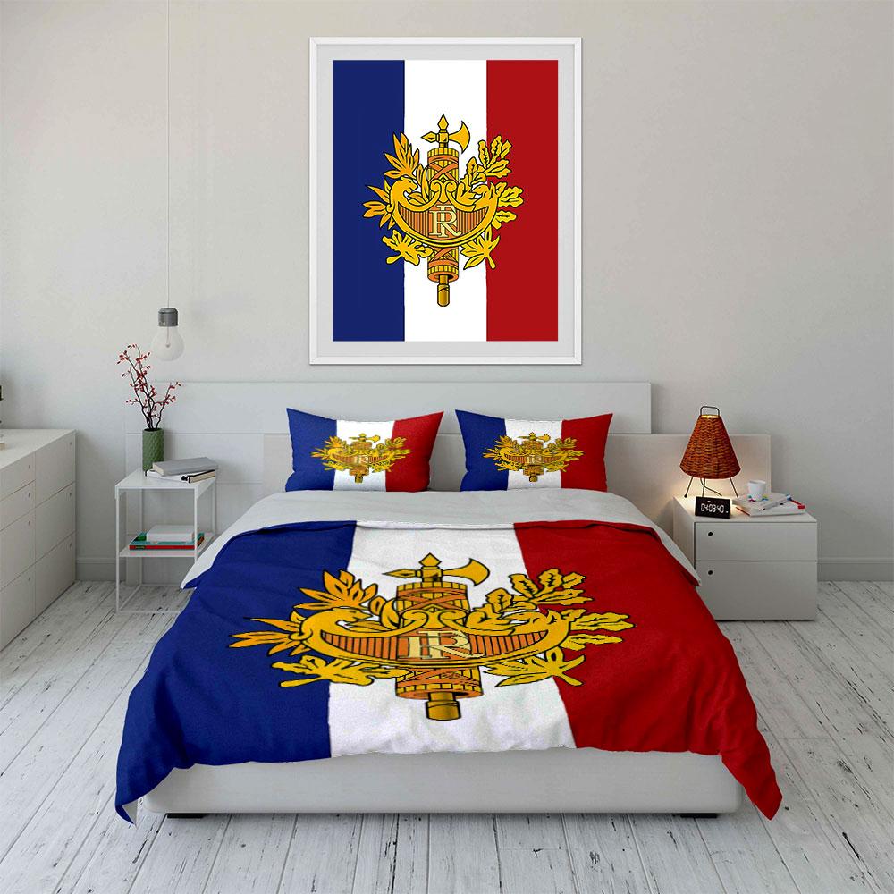 Französische Flagge Bettwäscheset Bettwäsche Bettbezugset Bettbezug Kissenbezüge  (1 * Bettbezug 2 * Kissenbezüge, ohne Bettdecke)