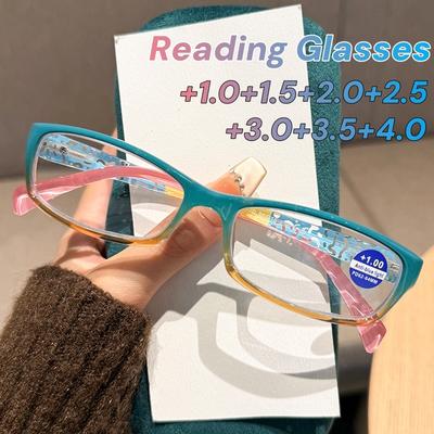 Damenmode Kleine Fassung Lesebrille Herren Anti Blaulicht Brille Neuer Trend Mehrfarbige Brille mit Dioptrien 0 bis +4.0