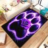 Purple Paw and Rose Carpet for Bedroom Living Room Sofa Bedside Hallway Non-slip Doormat Area Rug Floor Mat Home Decoration