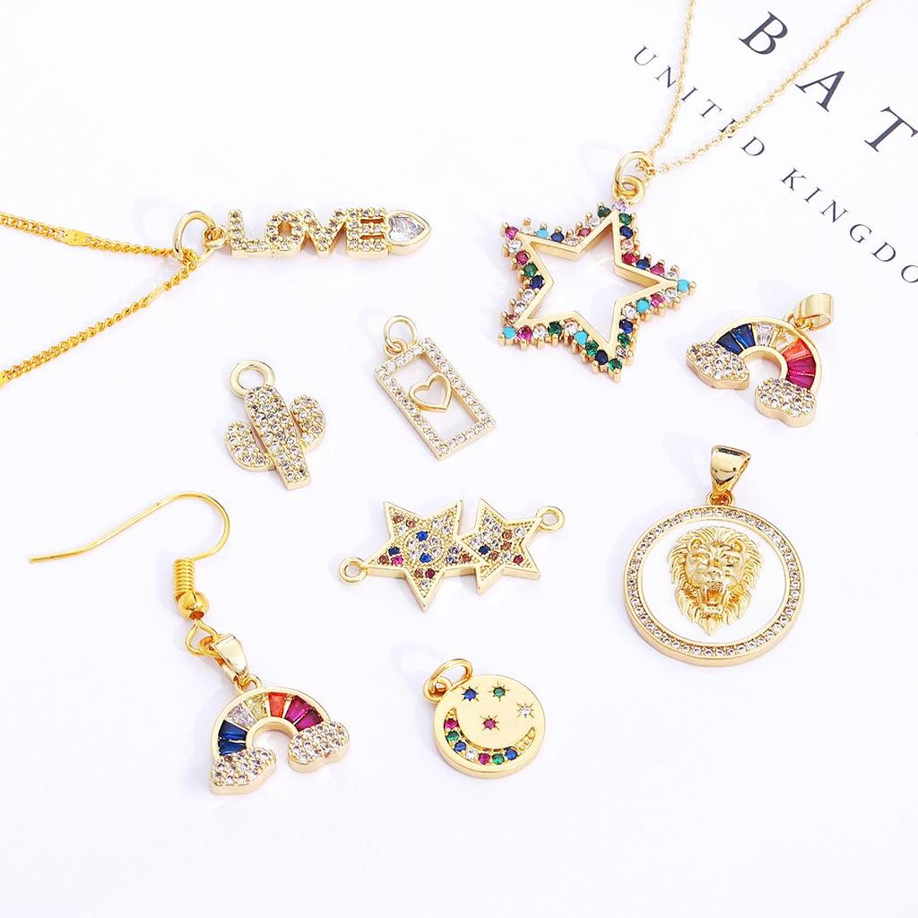 1Pcs Various Style Metal Zircon Pendants For Making DIY Bracelet Necklace Earring Key Chain