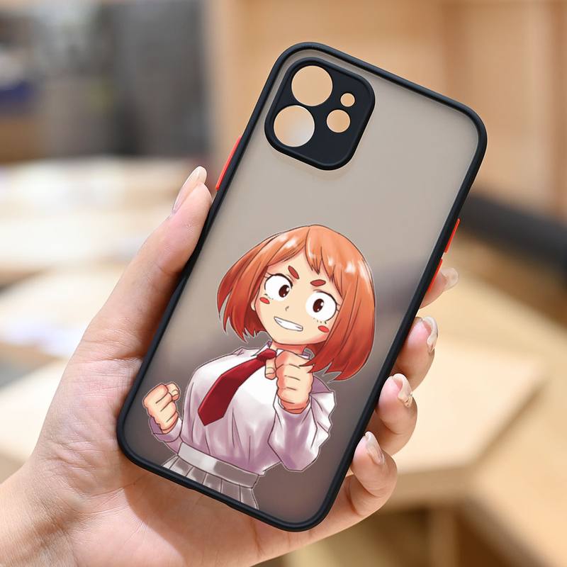 Ochaco Uraraka My Hero Academia Anime Phone Case Matte Transparent  For Iphone 7 8 11 12 13 Plus Mini X Xs Xr Pro Max Cover