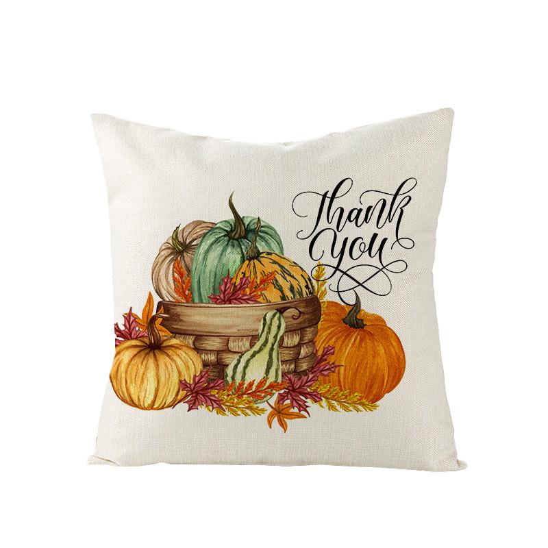Home Thanksgiving Pillow Cover New Autumn Pumpkin Polyester Printed Cushion Cushion Cover