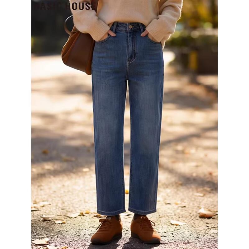 

Basic House American Blue Straight-Leg High-Waist Jeans L