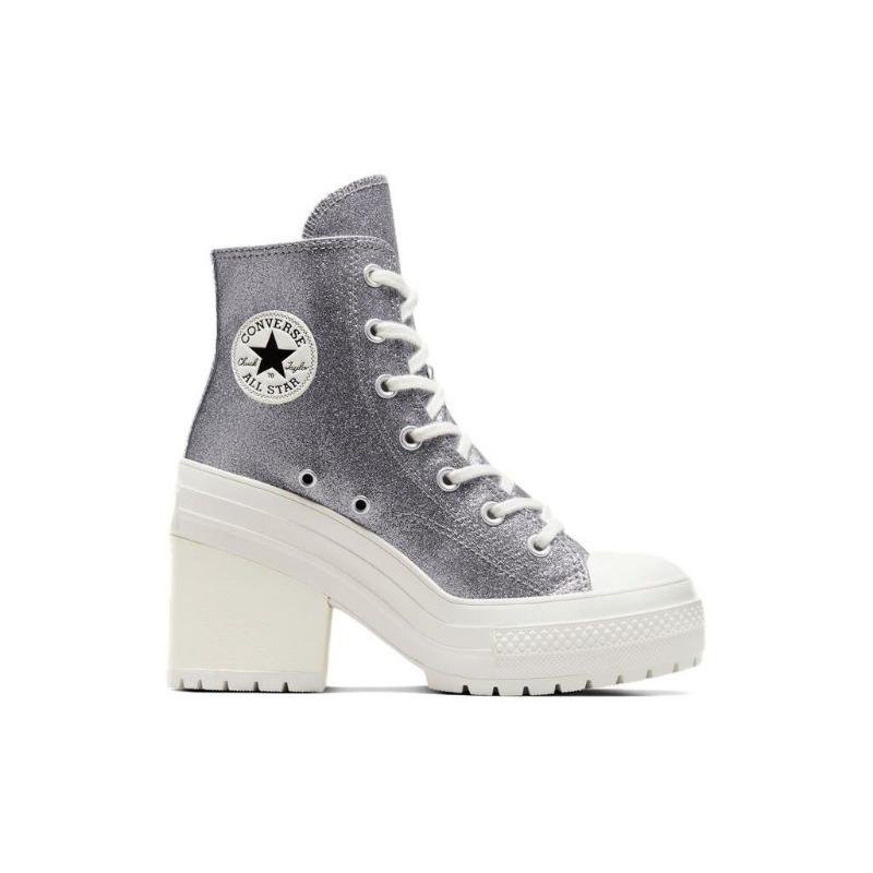 Converse Zapatillas de Lona con Lentejuelas Chuck 70 De Luxe para Mujer de Caña Media Resistentes al Desgaste Transpirables Grises A08177C