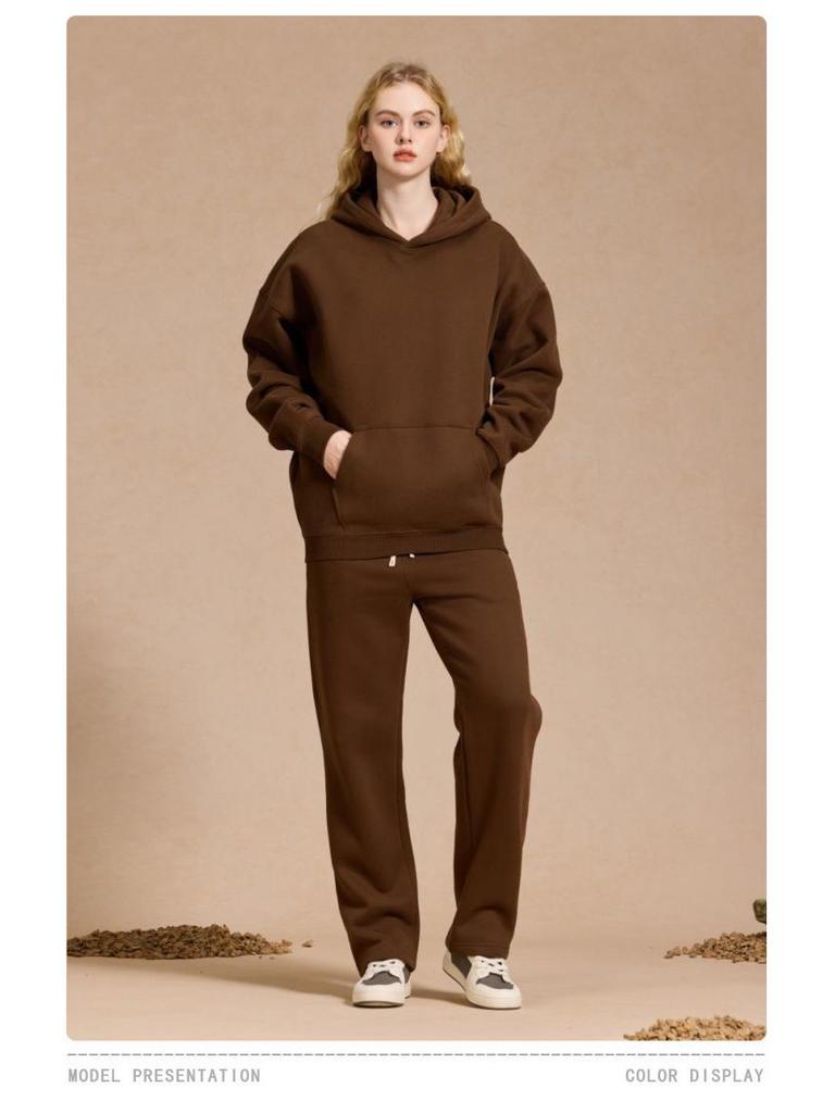 2025 A/W Men's Oversized Hoodie & Sweatpants Set: Trendy Loose Plus Velvet, Thickened and Comfortable