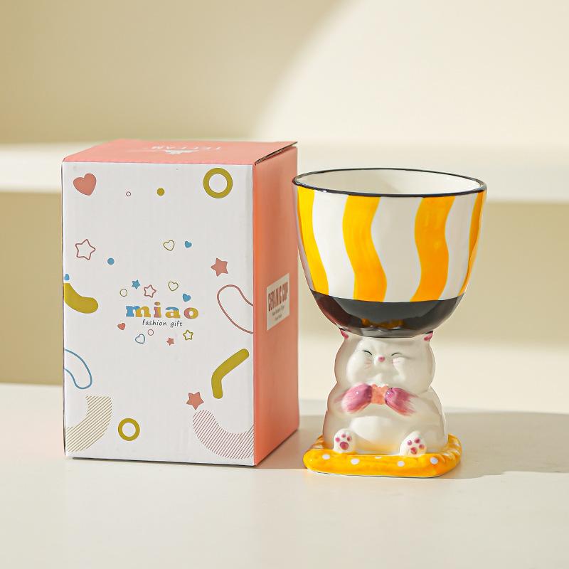 

Мультяшный Милый Подарок на День Рождения Расписанный Вручную Кубок Бокал Чашка для Мороженого Креативная Десертная Чашка Чашка для Торта Керамическая Чашка Столик для Ароматерапии 201-300ml