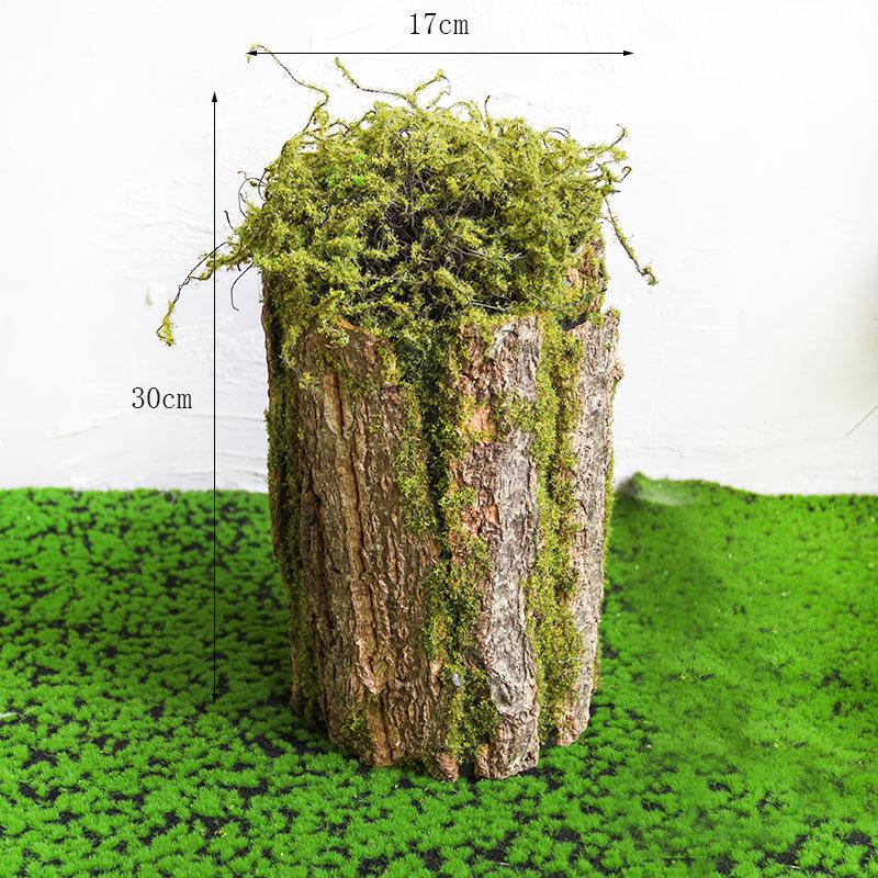 Forest Style Artificial Tree Stump with Moss Bark - Kindergarten and Country Style Decorative Ornament, Perfect for Landscaping or Inserting Flowers.