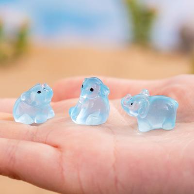 10Pcs Cartoon Cute Mini Luminous Elephant Ornaments Miniature Figurines Creative Fashion Diy Home Decoration Accessories Gifts