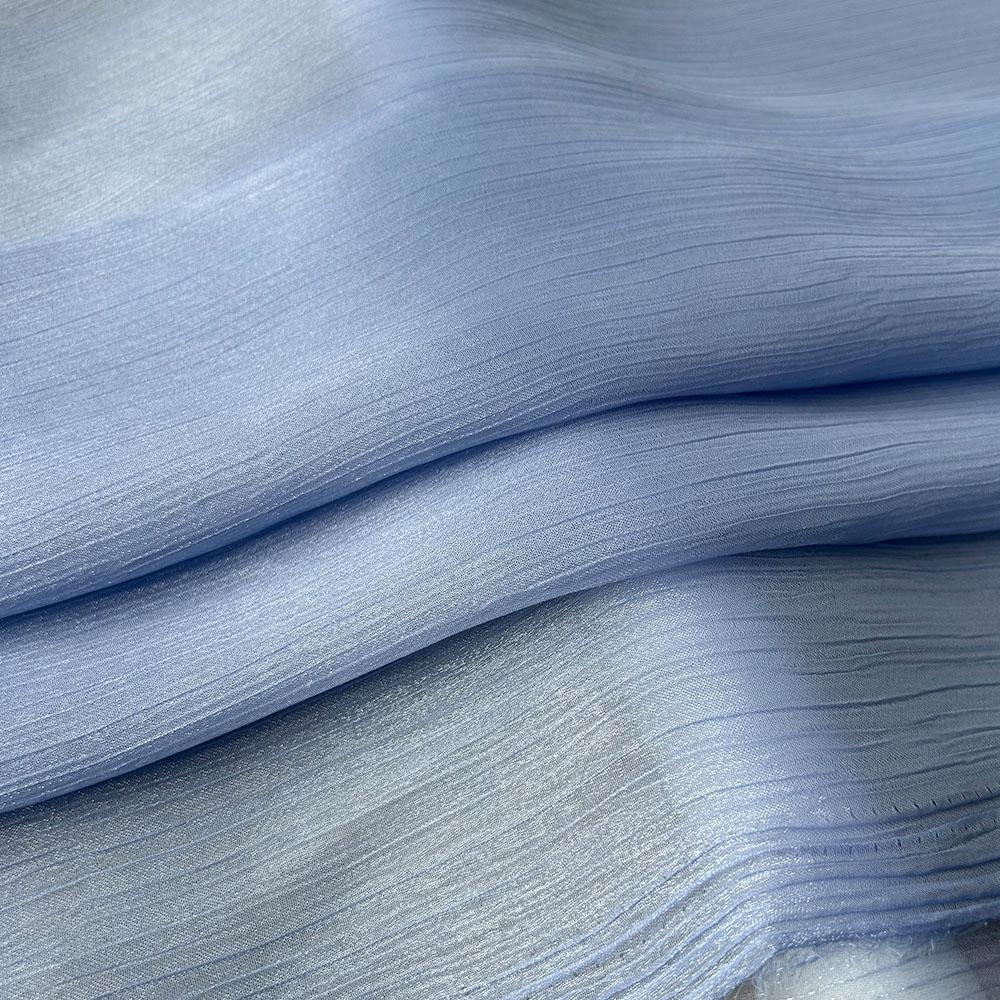 Silver Silk Sheer Crepe Chiffon Fabric Thin Crinkled Shiny Tulle For DIY Sewing Costume Shirts Wedding Party Backdrop Decoration