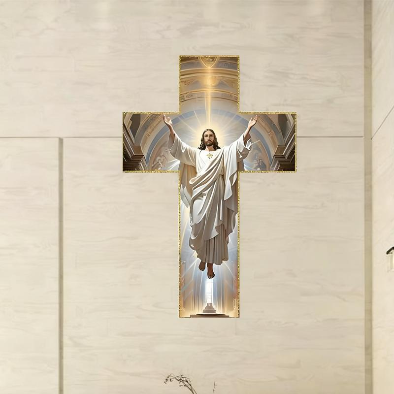 1pc Christ Jesus Wooden Wall Hanging Cross, Wooden Wall Art Decoration, Home Religious Decoration, Suitable for Living Room