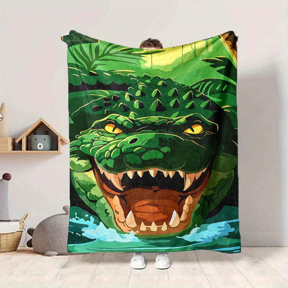 1pc Crocodile Print Blanket Lightweight Flannel Blanket Throw Blanket For Sofa, Bed, Travel, Camping, Livingroom, Office yy251015134