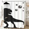 Stylish T-Rex Shower Curtain Set For Bathroom Decor Black Silhouette Design With Bubble Pattern