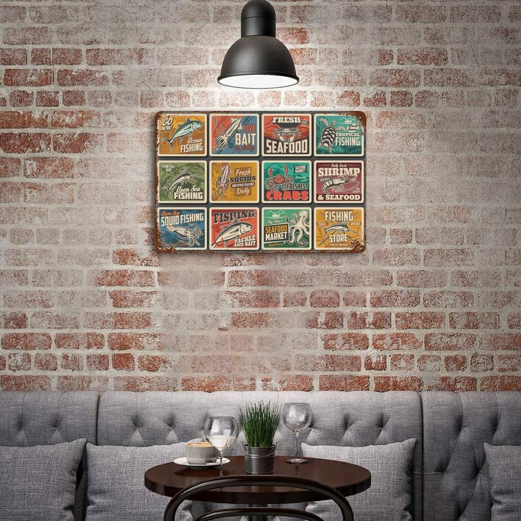 1-Pack shabby retro sign panel, 20×30cm and 30×40cm, antique rust surface metal wall decor for cafe or bedroom