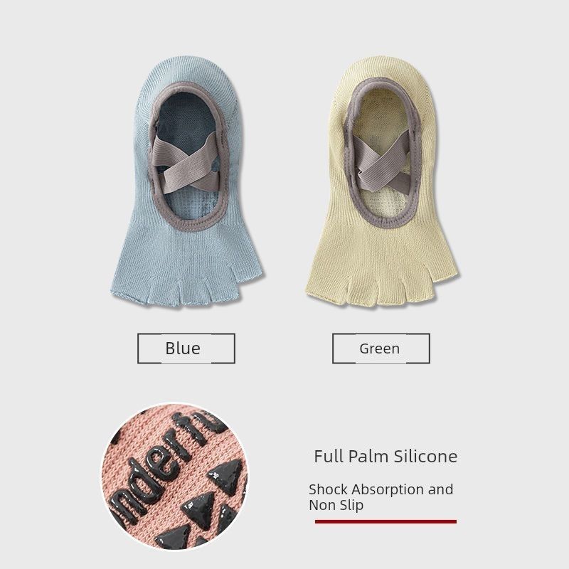 

Носки для йоги с раздельными пальцами, не душные, впитывающие пот, с перекрестными ремешками, женские силиконовые нескользящие носки для аэробики, носки для тренировки красоты стоп для пилатеса 2 pairs [Blue + Green]]