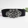 Flower Women Waistband Wide Rhinestone Waist Belt Personality Elastic Cummerbunds  Jacket