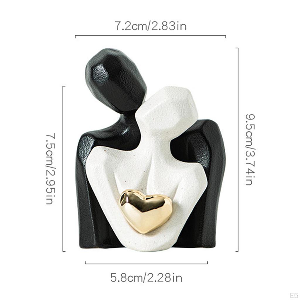 Ceramic Couple Statue 2.8x3.7 Inches Versatile with Heart Design Artistic Accessories Desktop