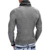 Pánský ležérní jednobarevný svetr v patchworkovém stylu s dlouhým rukávem, Pánský pletený svetr s vysokým límcem a kapsou