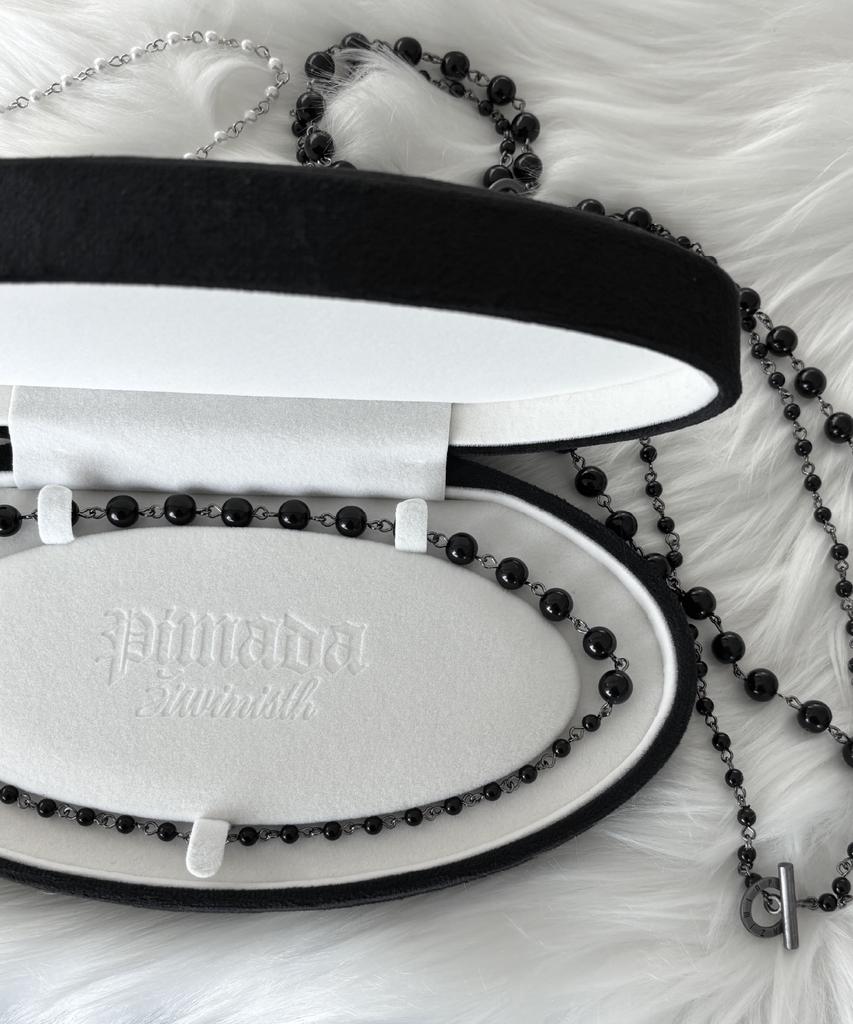 Pimadaziwin Black Chain Pearl Necklace_[Bold]