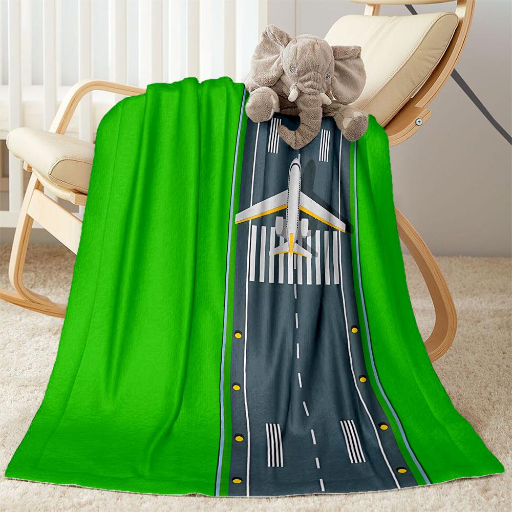 Airport Runway Design Flannel Blanket - Soft and Suitable for Sofas, Beds, Offices, Travel, All Seasons, and The Best Gift for The Holidays.