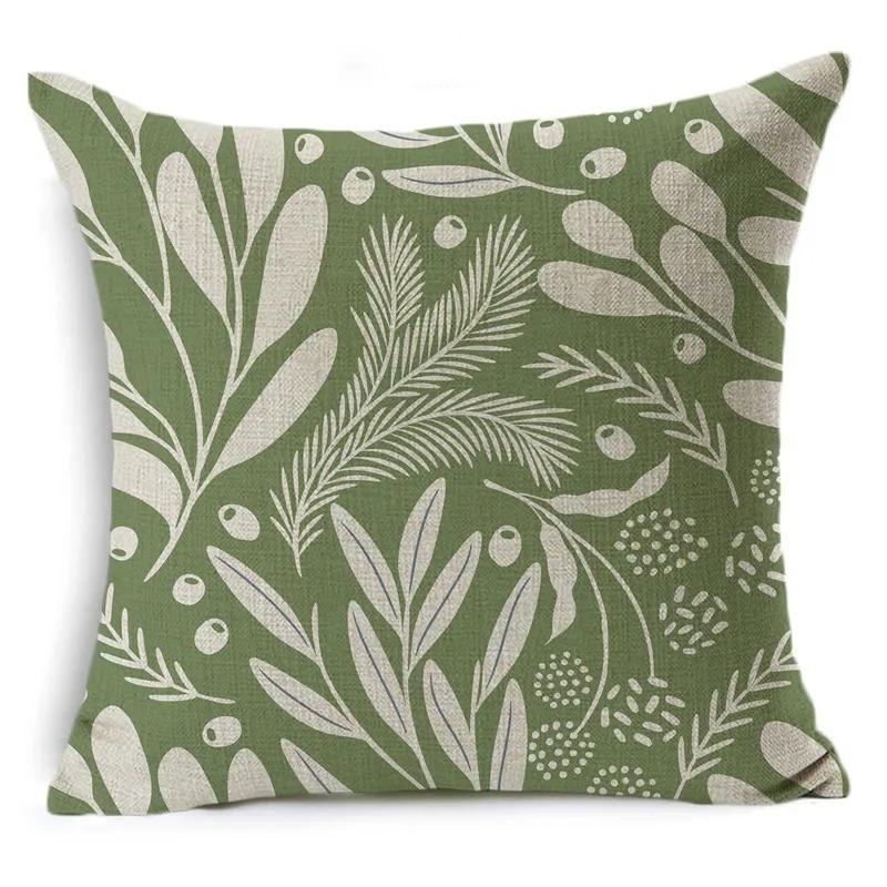 

Green Pattern Decorative Cushion Cover Floral Pillow Cover for Car Sofa Decorative Pillow Cover Home Pillow 16x16Inch