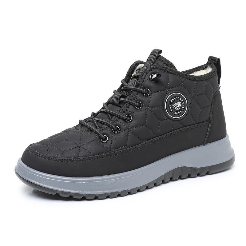 New Snow Boots with Fleece and Thickened Warmth, High-top Lace-up Men's Shoes, Casual and Sporty Devotion