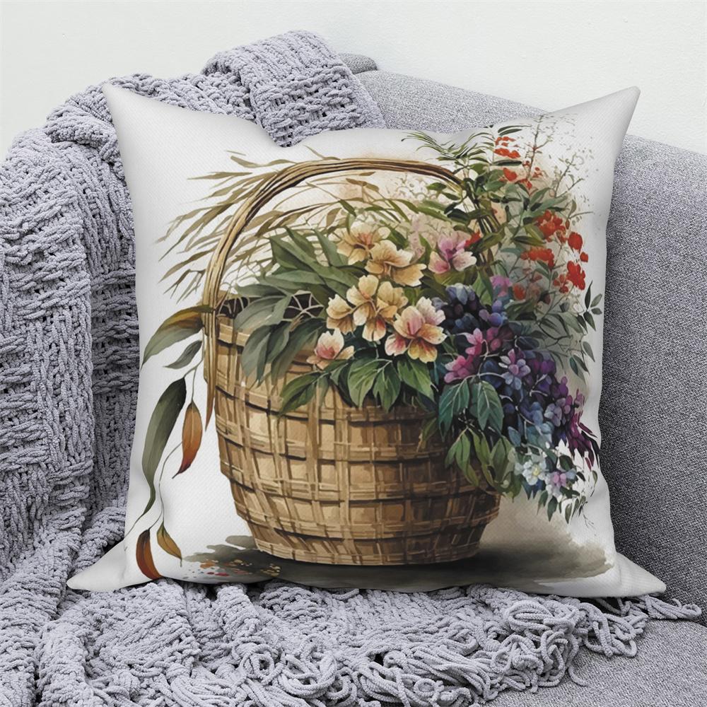 Květinový potisk Dekorativní povlak na polštářek na pohovku auto obývací pokoj Květina Rostlina Polštář